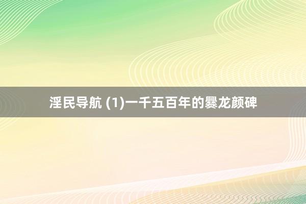 淫民导航 (1)一千五百年的爨龙颜碑