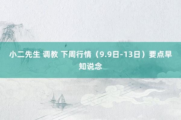 小二先生 调教 下周行情（9.9日-13日）要点早知说念