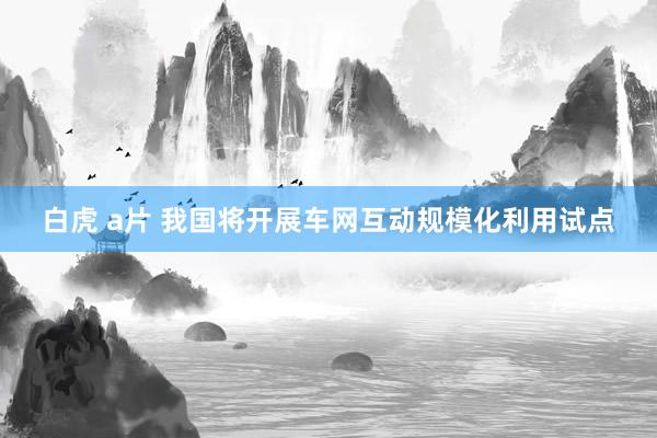 白虎 a片 我国将开展车网互动规模化利用试点