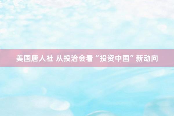 美国唐人社 从投洽会看“投资中国”新动向