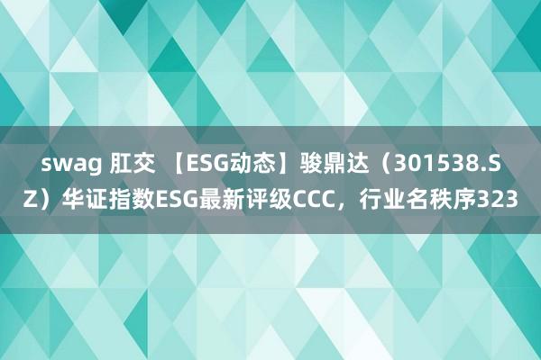 swag 肛交 【ESG动态】骏鼎达（301538.SZ）华证指数ESG最新评级CCC，行业名秩序323