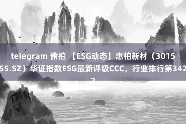 telegram 偷拍 【ESG动态】惠柏新材（301555.SZ）华证指数ESG最新评级CCC，行业排行第342