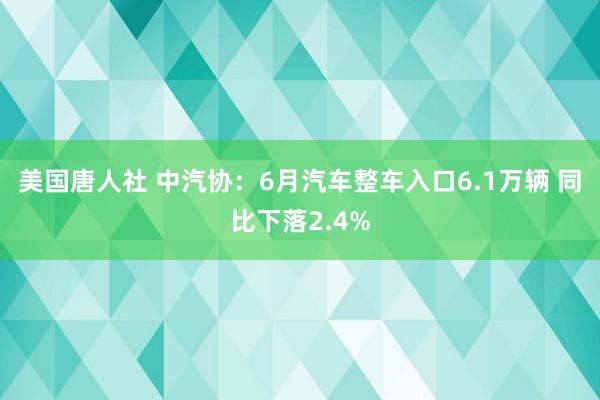 美国唐人社 中汽协：6月汽车整车入口6.1万辆 同比下落2.4%