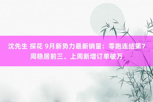 沈先生 探花 9月新势力最新销量：零跑连结第7周稳居前三、上周新增订单破万