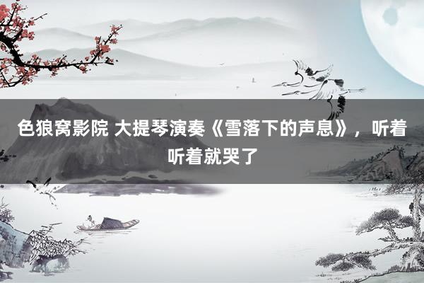 色狼窝影院 大提琴演奏《雪落下的声息》，听着听着就哭了