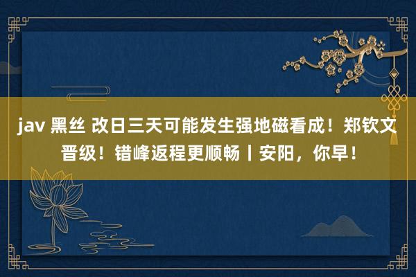 jav 黑丝 改日三天可能发生强地磁看成！郑钦文晋级！错峰返程更顺畅丨安阳，你早！