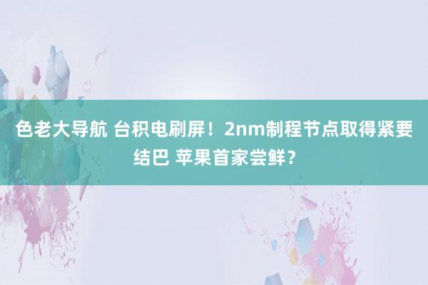 色老大导航 台积电刷屏！2nm制程节点取得紧要结巴 苹果首家尝鲜？