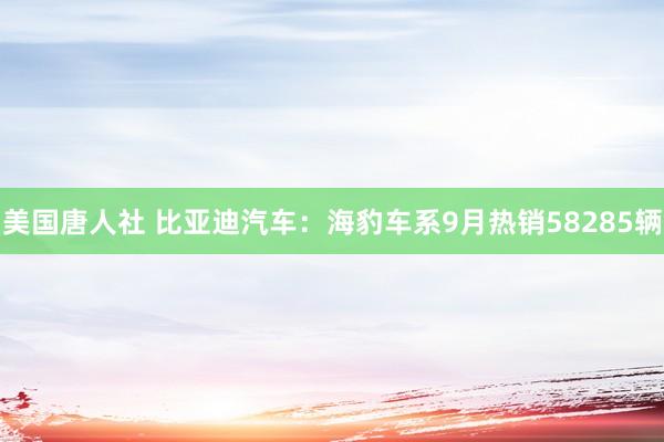 美国唐人社 比亚迪汽车：海豹车系9月热销58285辆