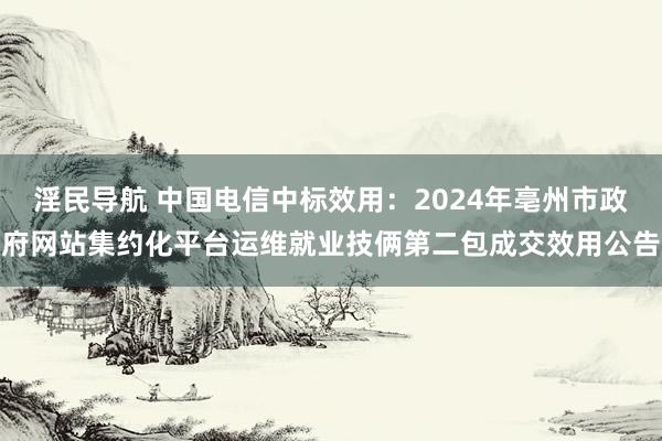 淫民导航 中国电信中标效用：2024年亳州市政府网站集约化平台运维就业技俩第二包成交效用公告