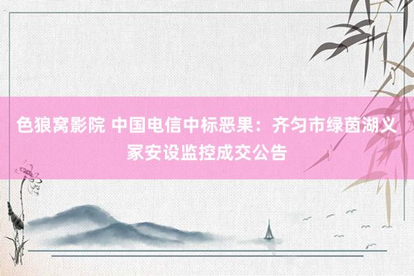 色狼窝影院 中国电信中标恶果：齐匀市绿茵湖义冢安设监控成交公告