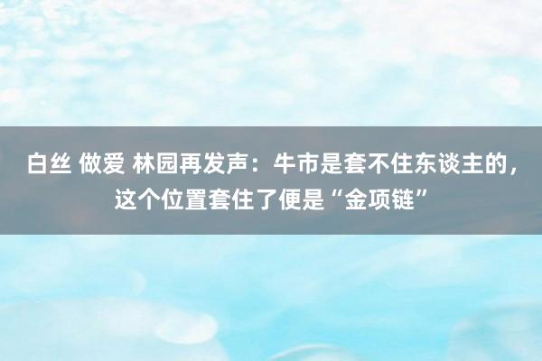 白丝 做爱 林园再发声：牛市是套不住东谈主的，这个位置套住了便是“金项链”