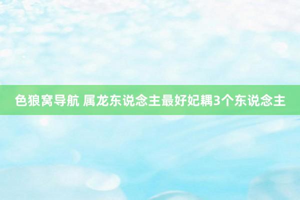 色狼窝导航 属龙东说念主最好妃耦3个东说念主