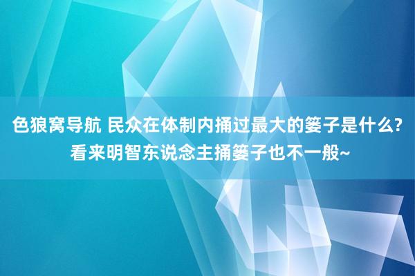 色狼窝导航 民众在体制内捅过最大的篓子是什么? 看来明智东说念主捅篓子也不一般~