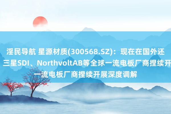 淫民导航 星源材质(300568.SZ)：现在在国外还是与LGES、三星SDI、NorthvoltAB等全球一流电板厂商捏续开展深度调解