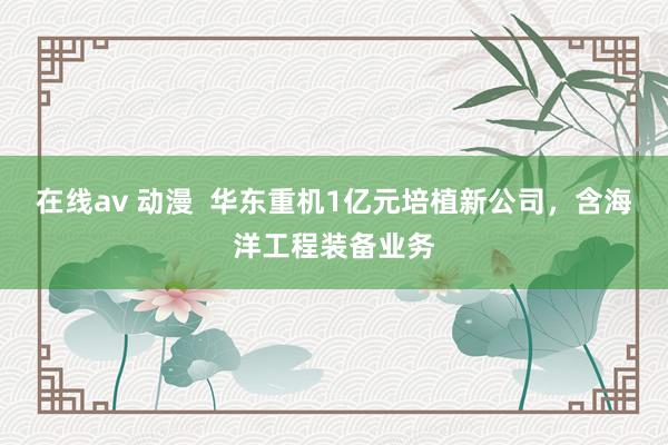 在线av 动漫  华东重机1亿元培植新公司，含海洋工程装备业务