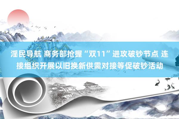 淫民导航 商务部抢握“双11”进攻破钞节点 连接组织开展以旧换新供需对接等促破钞活动