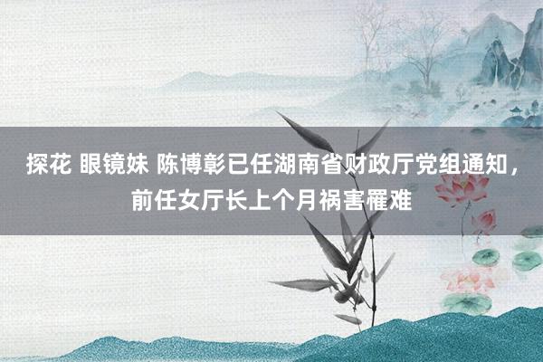 探花 眼镜妹 陈博彰已任湖南省财政厅党组通知，前任女厅长上个月祸害罹难