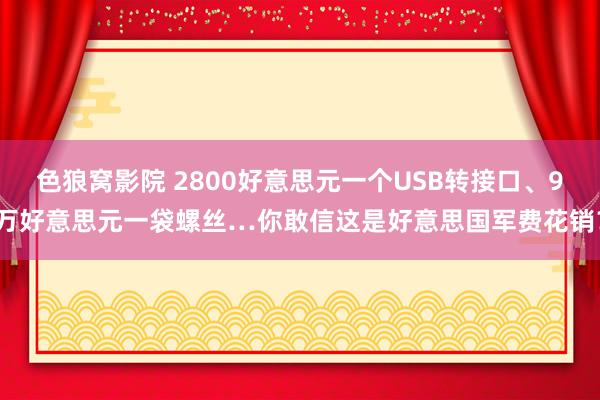 色狼窝影院 2800好意思元一个USB转接口、9万好意思元一袋螺丝…你敢信这是好意思国军费花销？