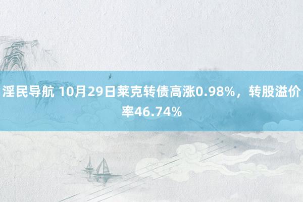 淫民导航 10月29日莱克转债高涨0.98%，转股溢价率46.74%