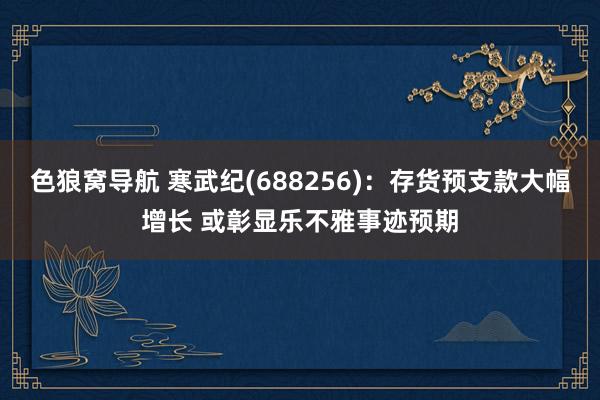 色狼窝导航 寒武纪(688256)：存货预支款大幅增长 或彰显乐不雅事迹预期