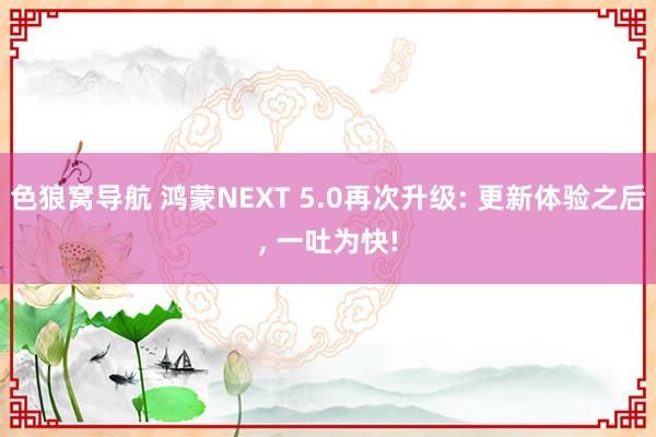 色狼窝导航 鸿蒙NEXT 5.0再次升级: 更新体验之后， 一吐为快!