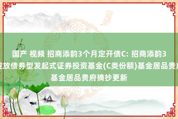 国产 视频 招商添韵3个月定开债C: 招商添韵3个月如期绽放债券型发起式证券投资基金(C类份额)基金居品贵府摘抄更新