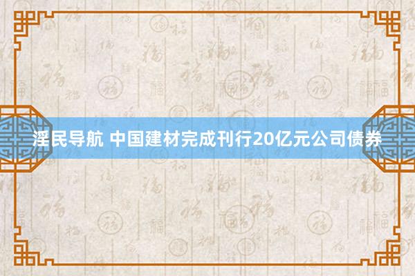 淫民导航 中国建材完成刊行20亿元公司债券