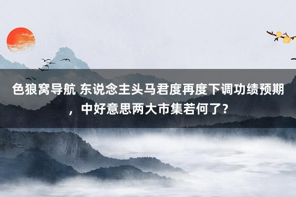 色狼窝导航 东说念主头马君度再度下调功绩预期，中好意思两大市集若何了？