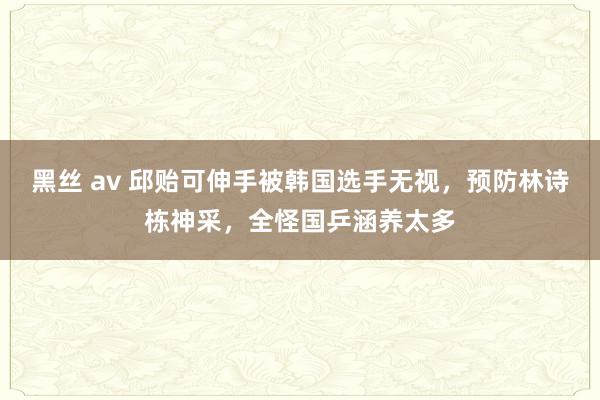 黑丝 av 邱贻可伸手被韩国选手无视，预防林诗栋神采，全怪国乒涵养太多