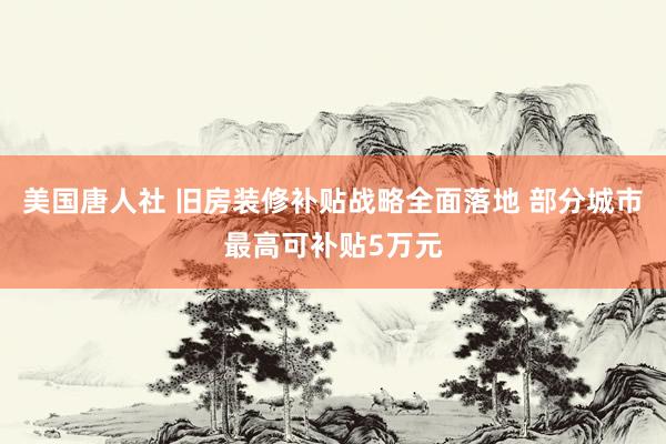 美国唐人社 旧房装修补贴战略全面落地 部分城市最高可补贴5万元