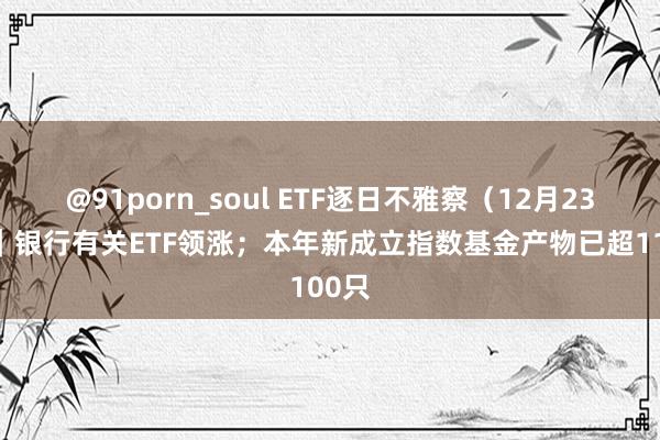 @91porn_soul ETF逐日不雅察（12月23日）｜银行有关ETF领涨；本年新成立指数基金产物已超1100只