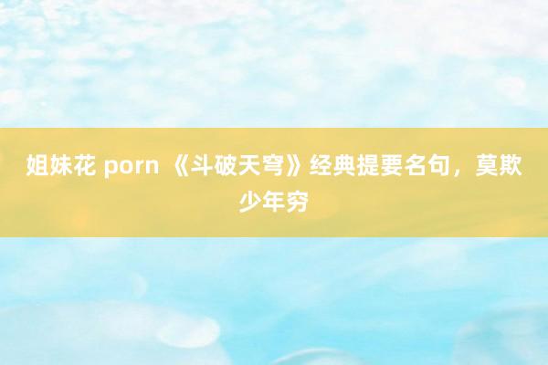 姐妹花 porn 《斗破天穹》经典提要名句，莫欺少年穷