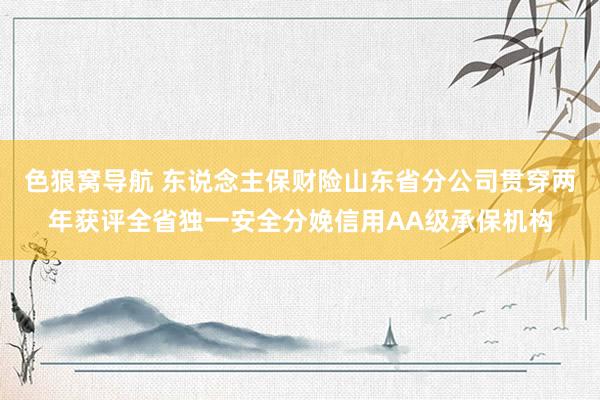 色狼窝导航 东说念主保财险山东省分公司贯穿两年获评全省独一安全分娩信用AA级承保机构