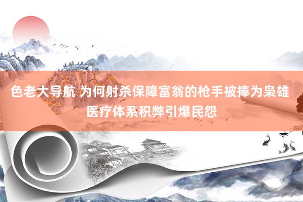 色老大导航 为何射杀保障富翁的枪手被捧为枭雄 医疗体系积弊引爆民怨