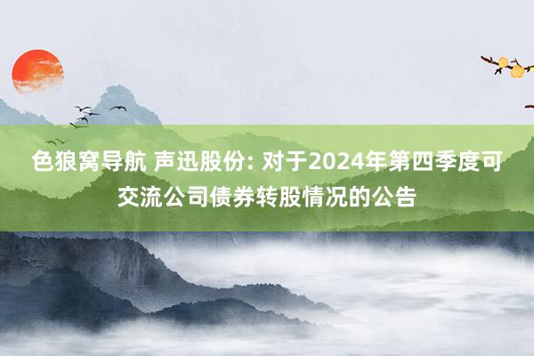 色狼窝导航 声迅股份: 对于2024年第四季度可交流公司债券转股情况的公告