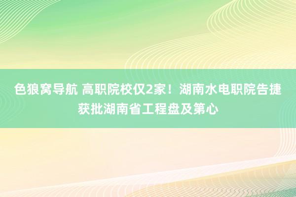 色狼窝导航 高职院校仅2家！湖南水电职院告捷获批湖南省工程盘及第心