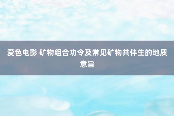 爱色电影 矿物组合功令及常见矿物共伴生的地质意旨