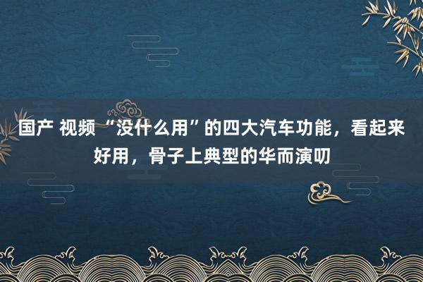 国产 视频 “没什么用”的四大汽车功能，看起来好用，骨子上典型的华而演叨